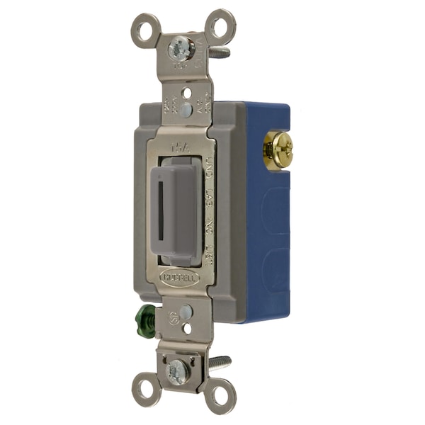 Hubbell Wiring Device-Kellems Industrial Grade, Locking Switches, General Purpose AC, Momentary Single Pole Double Throw Center Off, 15A 120/277V AC, Terminal Screws Gray Key Guide HBL1556LG - main